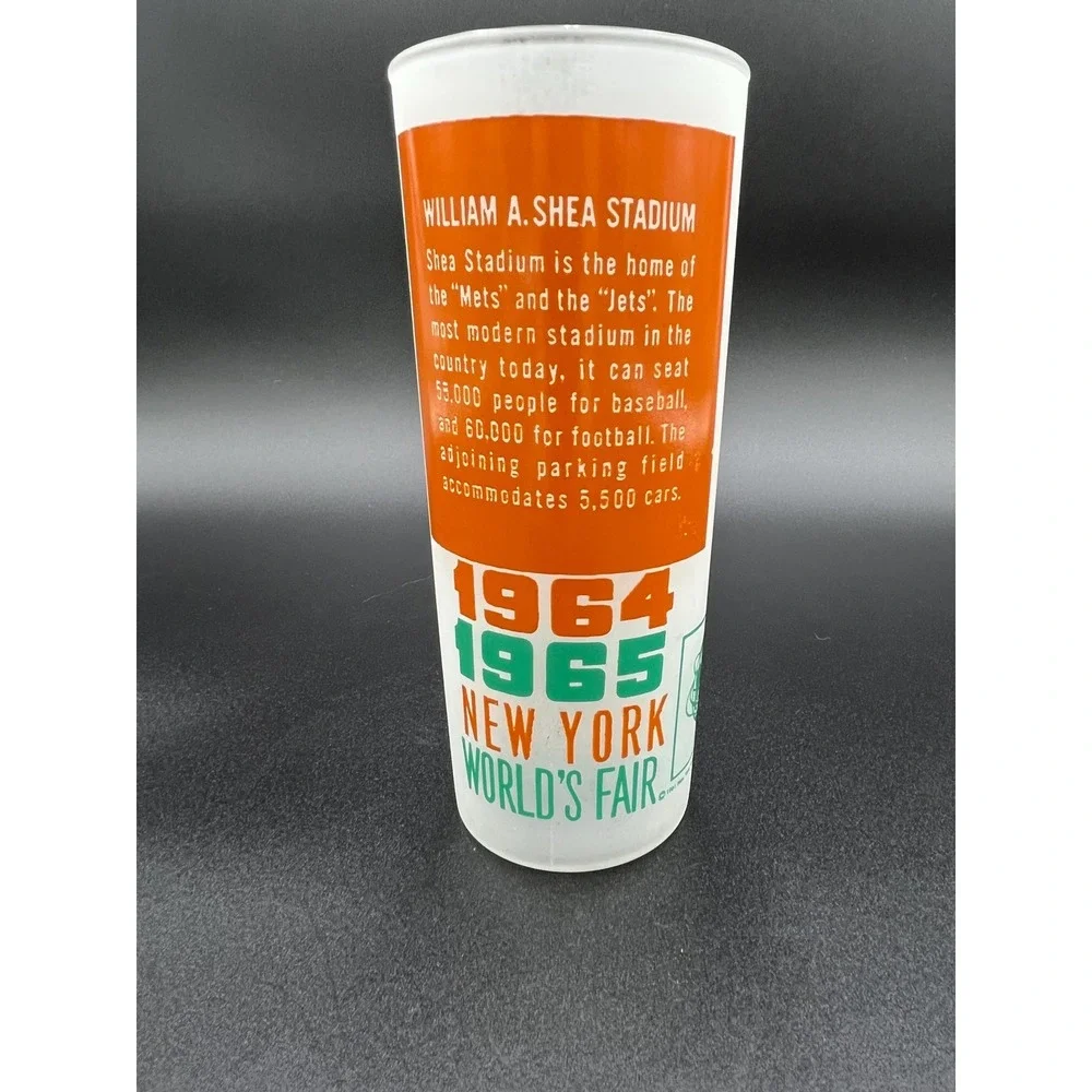 1964-65 NY World's Fair Souvenir Glass: Shea Stadium Collectible Barware